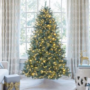 6′ Tribeca Spruce Blue Artificial Christmas Tree with White LED Lights