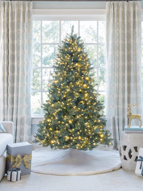 6′ Tribeca Spruce Blue Artificial Christmas Tree with White LED Lights