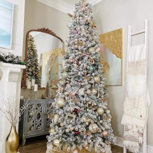 7.5′ King Flock Slim Artificial Christmas Tree Unlit