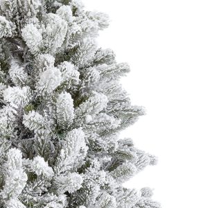 7.5′ King Flock Slim Artificial Christmas Tree Unlit closeup