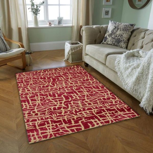 Red Contemporary Area Rug