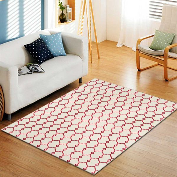 Red Ivory Geometric Area Rug